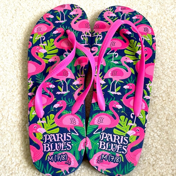 Paris Blues Shoes - Flamingo Themed Flip Flops  🦩
